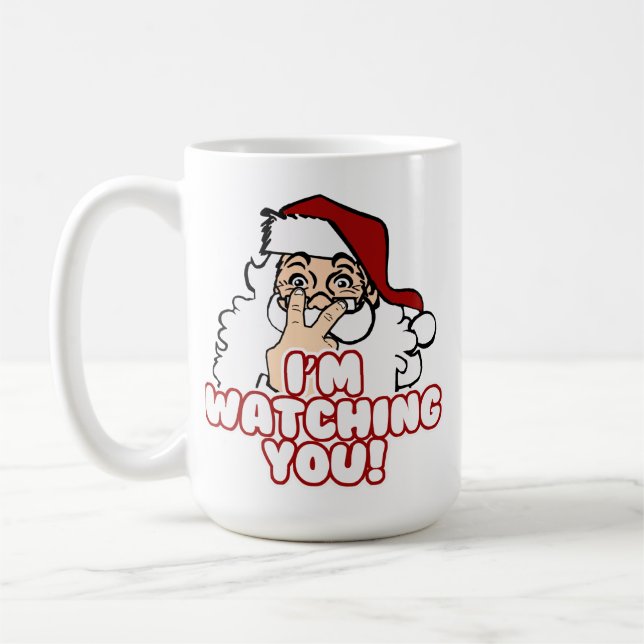 Mug Je vous observe le père noël drôle (Gauche)