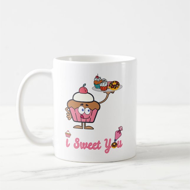 Mug Je vous sucrée avec un Cupcake (Gauche)