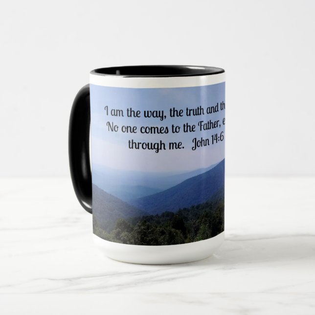 Mug Jean 14:6 Je suis le chemin, la vérité et la vie. (Devant gauche)