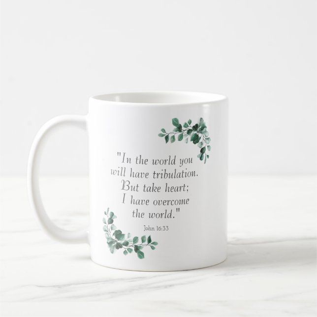 Mug Jean 16:33 Versets de la Bible pour vous encourage (Gauche)