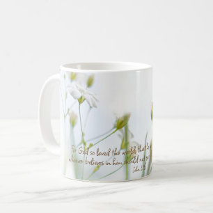 Mug Jean 3:16 Bible Verse Blanc Floral Beauté