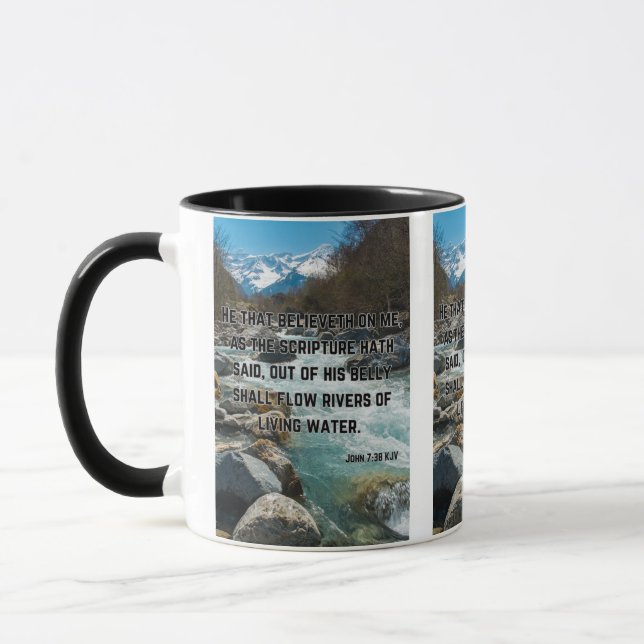 Mug Jean 7:38 KJV Bible Écriture Pic Deux Tons (Gauche)