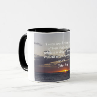Mug Jean 9:4 Je dois travailler les oeuvres de Celui q