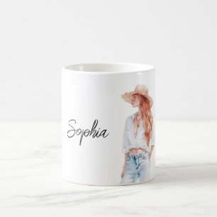 Mug Jean féminin tête rouge