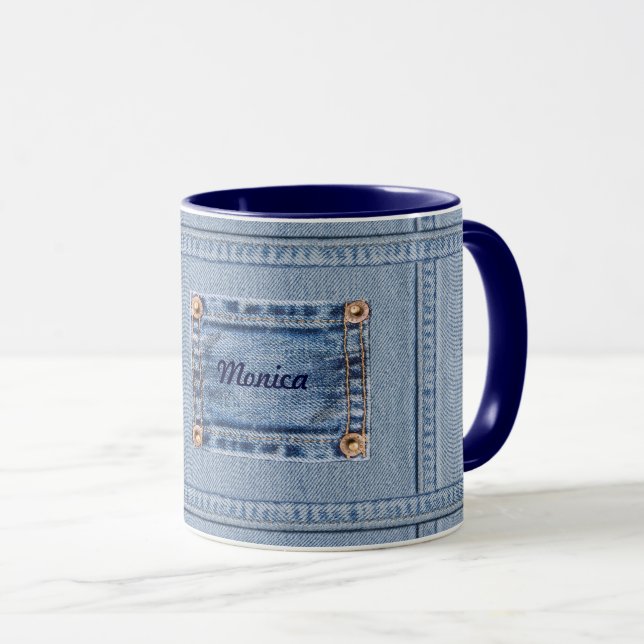 Mug Jeans muter avec votre texte (Devant droit)