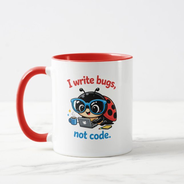 Mug J'écris des bogues, pas du code. (Gauche)