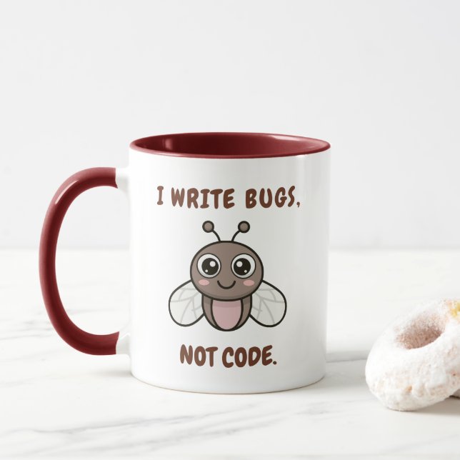 Mug J'écris des bogues, pas du code (Avec donut)