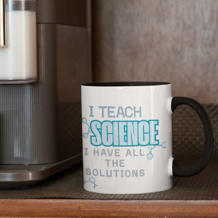 Mug J'enseigne la science en bleu J'ai toutes les solu
