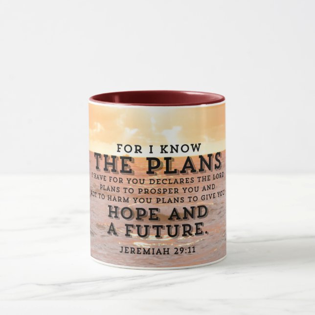 Mug Jeremiah 29:11 Car je connais les Plans Sunrise (Centre)