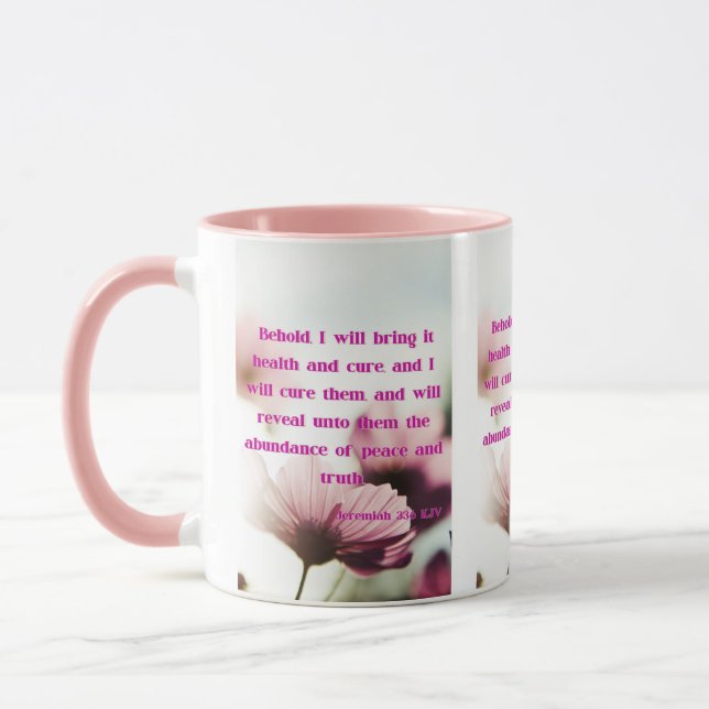 Mug Jérémie 33:6 KJV Bible Écriture Pic Deux Tons (Gauche)