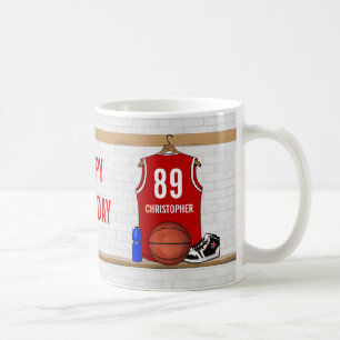 Mug Jersey de basket-ball rouge et blanc personnalisé