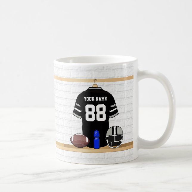 Mug Jersey de football gris noir et argent personnalis (Droite)