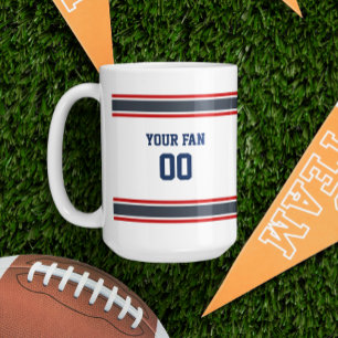 Mug Jersey de football marine, rouge et blanc Personna