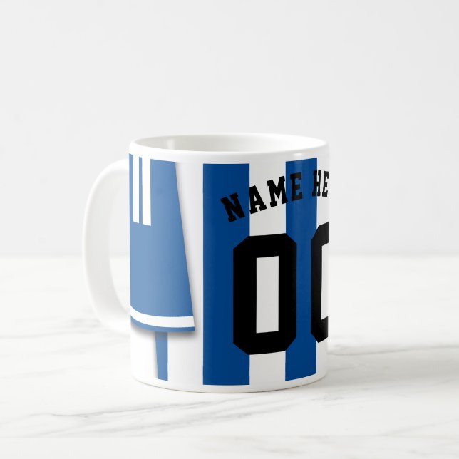 Mug Jersey de Football Personnalisable, Bleu (Devant gauche)
