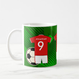 Mug Jersey de soccer personnalisé rouge et blanc