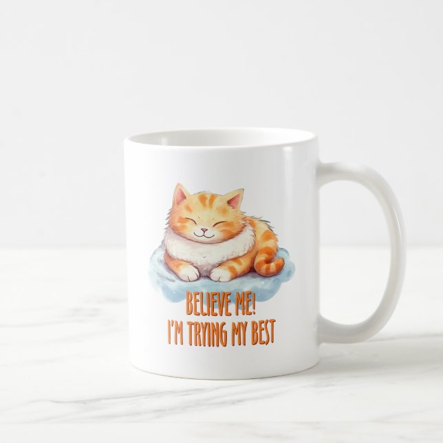 Mug J'essaie mon meilleur chat orange mou (Droite)