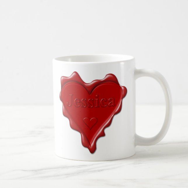 Mug Jessica. Joint rouge de cire de coeur avec Jessica (Droite)
