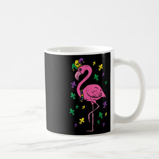 Mug Jester Flamant rose rose Oiseau mignonne Mardi Gra (Droite)