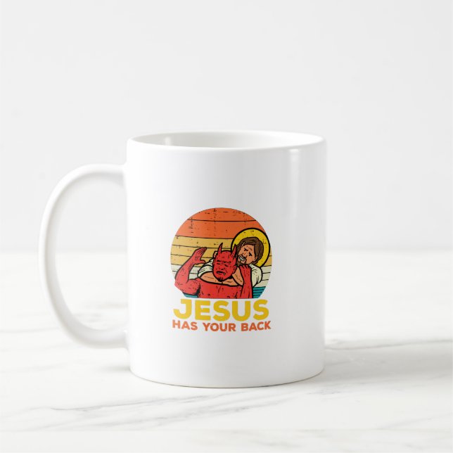 Mug Jésus A Ton Dos Jiu Jitsu Retro Christian Men (Gauche)