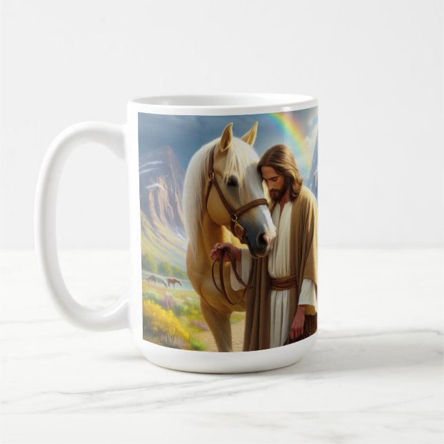 Mug Jésus avec Palomino Horse dans le paysage Pittores (Gauche)