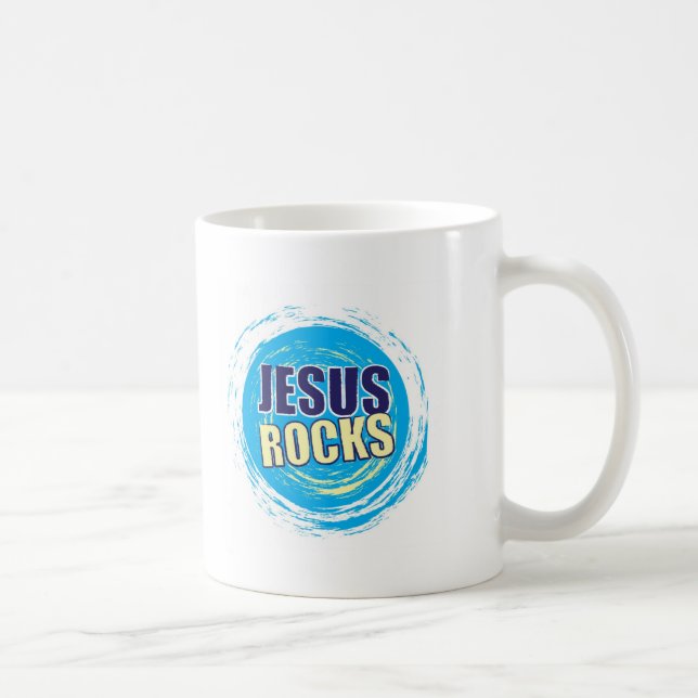 Mug Jésus bascule 7 bleus et jaunes (Droite)