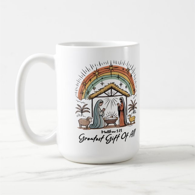 Mug Jésus bébé Marie Joseph Nativité Chrétien (Gauche)