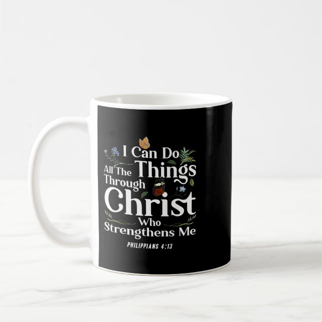 Mug Jésus Bible chrétienne Verse Philippiens 413 Fleur (Gauche)
