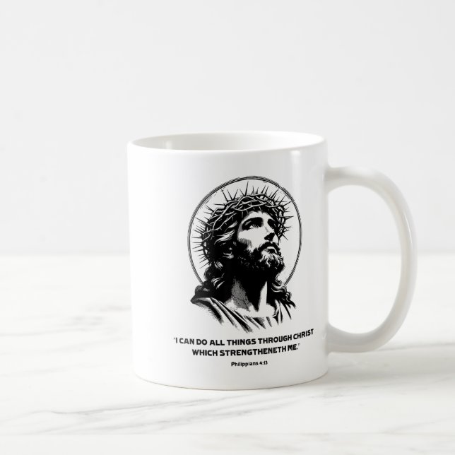 Mug Jesus, Bible Verse Philipans 4_13 Christian God  (Droite)
