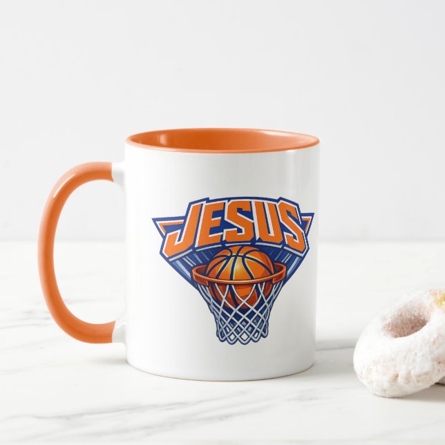 Mug JESUS - Bleu et Orange (Avec donut)