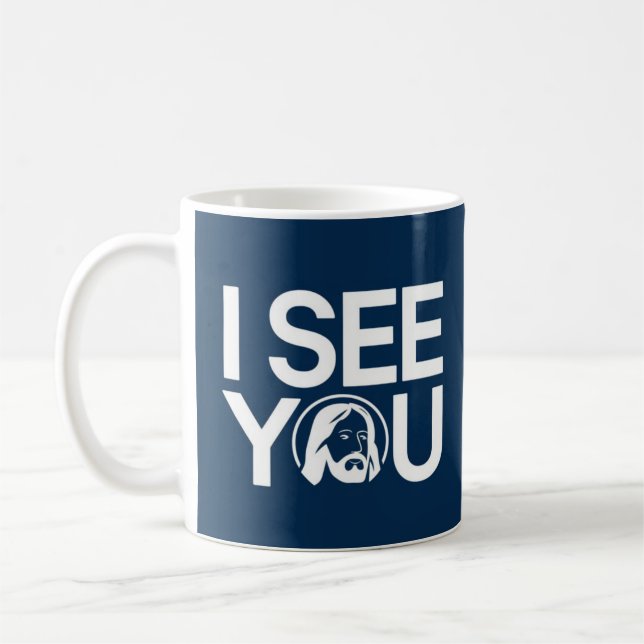Mug Jésus chrétien vous regarde, Jésus je vous vois (Gauche)