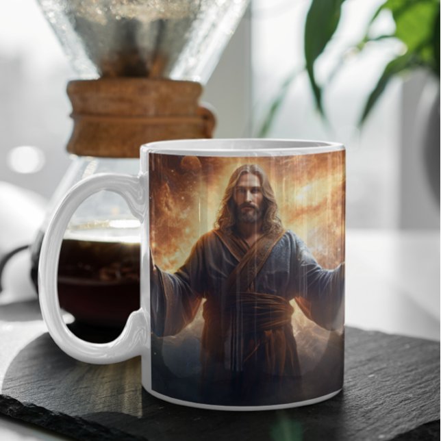 Mug Jésus Christ dans les nuages version 5 (Jesus Christ in Clouds version 5 Coffee Mug
)