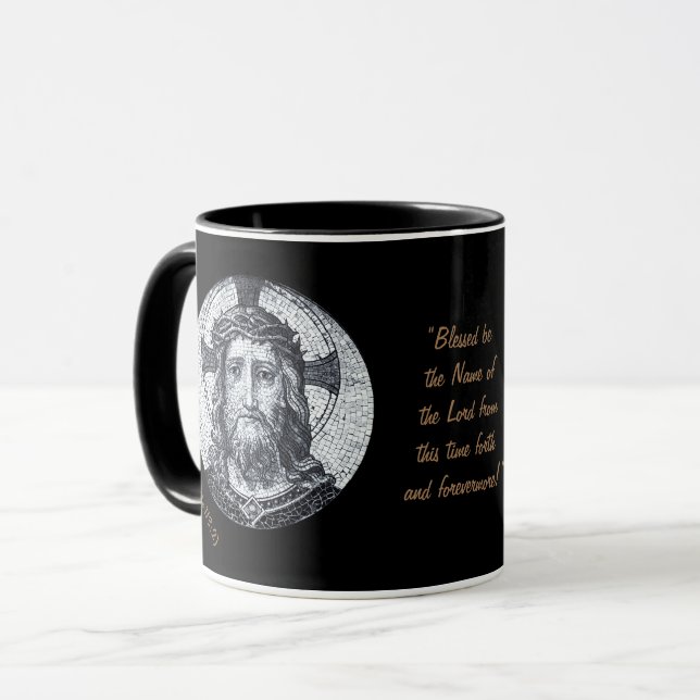 Mug Jésus Christ & Prière "Psaume 113:2 Béni" Café (Devant gauche)