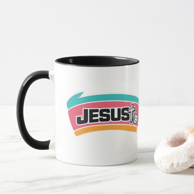 Mug JÉSUS - Coloré et Sportif (Avec donut)
