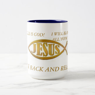 MUG JESUS FISH BLAC INTÉRIEUR GOLD EMBLEM SUR WHI