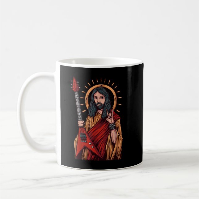 Mug Jésus Jouant Lourde Guitare Métal (Gauche)