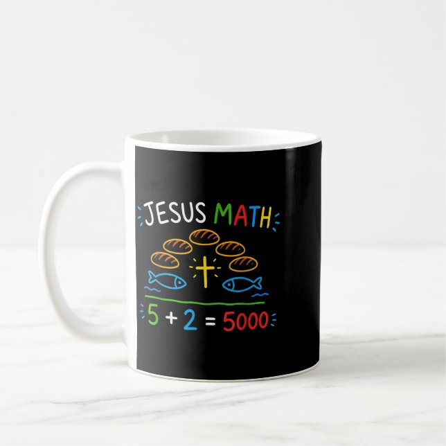 Mug Jésus Maths 2 Poissons 5 pains nourrit les 5000 Bi (Gauche)