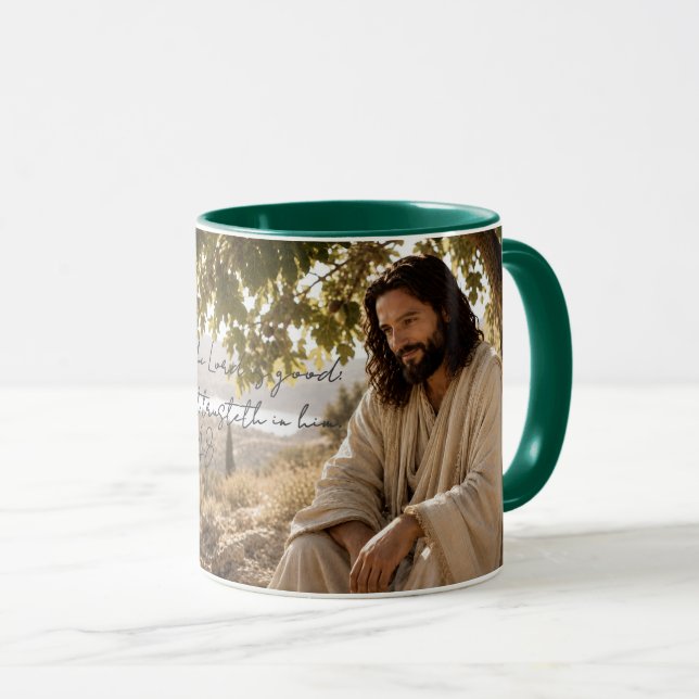 Mug Jésus Paisible sous l'Arbre de Figuier Chrétie (Devant droit)