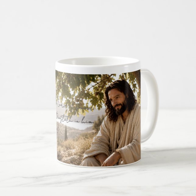 Mug Jésus Paisible sous l'Arbre Figuier Chrétien (Devant droit)
