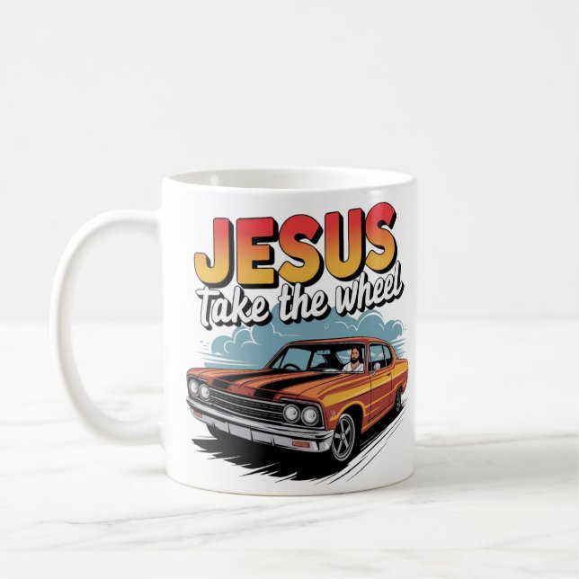 Mug Jésus prend la voiture Vintage de roue (Gauche)