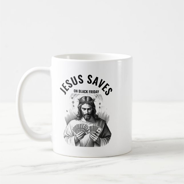 Mug Jésus sauve le Vendredi noir - Jésus drôle Meme (Gauche)