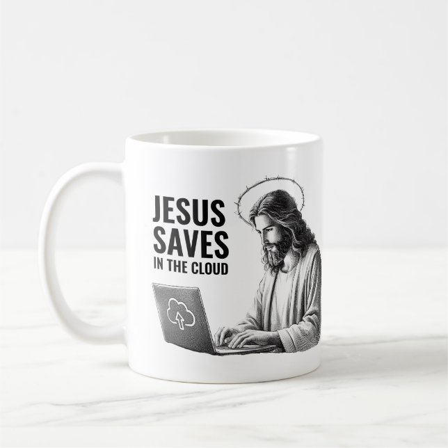 Mug Jesus Saves in the Cloud - Funny Jesus Meme (Gauche)