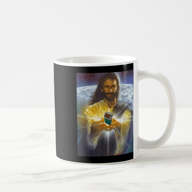 Mug Jésus tenant des cigarettes, Drôle Jésus (Droite)