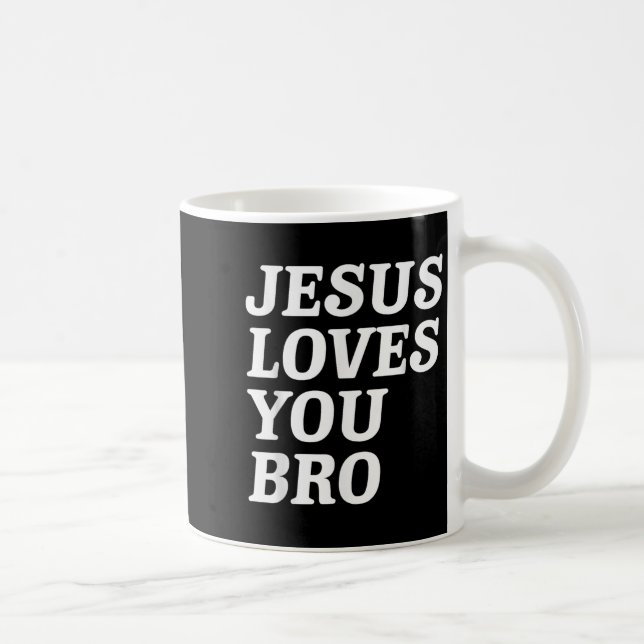 Mug Jésus Vous Aime Bro, Foi Chrétienne Amusante Retro (Droite)