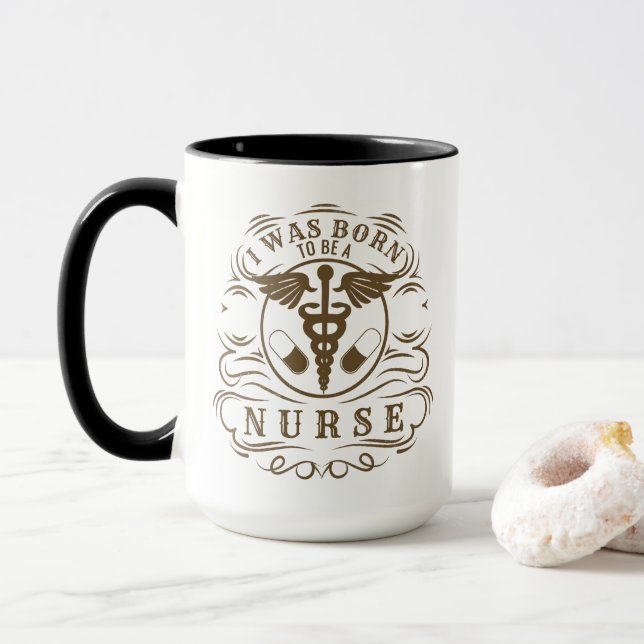 Mug J'étais né pour être infirmière (Avec donut)