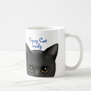 Mug Jetant un coup d'oeil le chat noir w/Golden