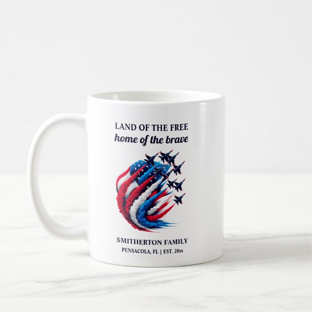 Mug Jets de combat Patriotique Rouge Blanc Bleu (Gauche)