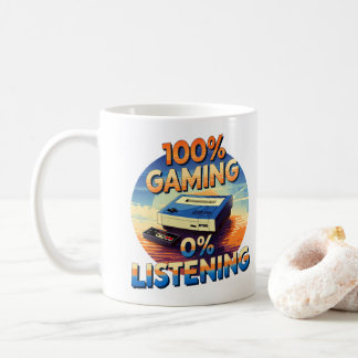 Mug Jeu 0% Écouter Amusant Jeu de style rétro