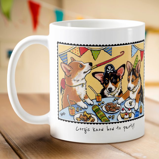 Mug Jeu d'Anniversaire Corgi Dog de texte personnalisé (Créateur téléchargé)