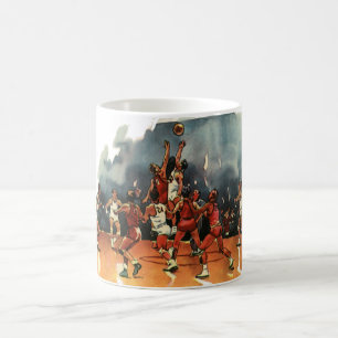 Mug Jeu de basket-ball sportif vintage, joueurs de bas