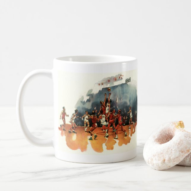 Mug Jeu De Basketball vintage, Joueurs De Basketball (Avec donut)